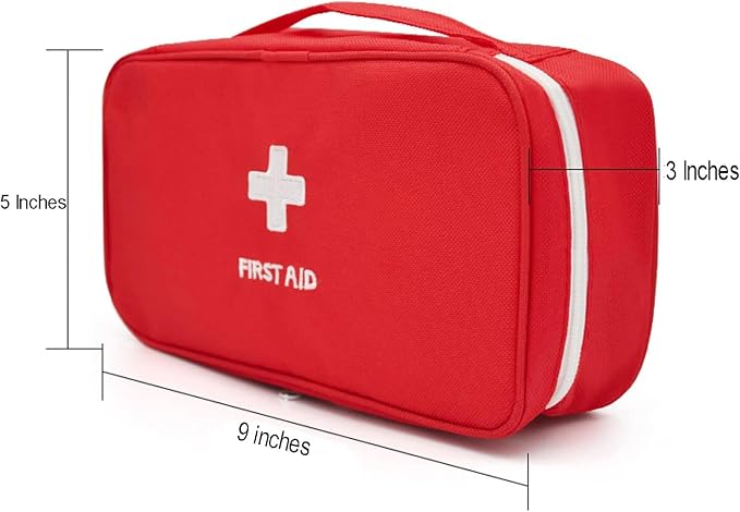 4 Pack First Aid Bag Empty Portable Mini Emergency Storage Red | Camping & Hiking Use, Home & Travel Ready, Compact & Lightweight, Zippered Closure, Survival Kit Organizer