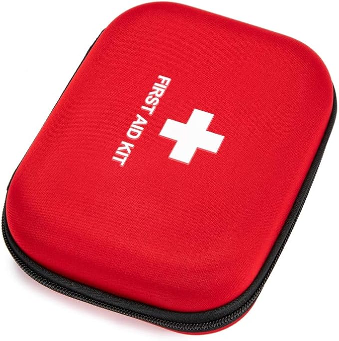 EVA Hard Red Medical Bag - Round, Emergency Responder, Camping, Outdoors (6.8x5.3x2.2 Inches)