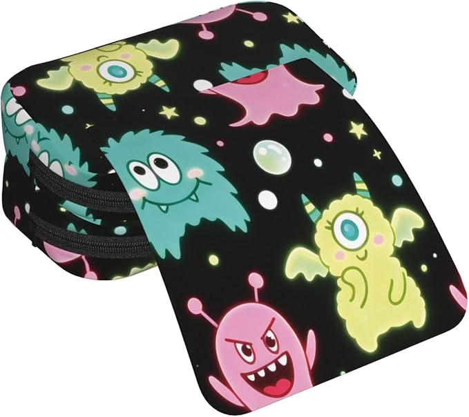 Milky Way Cute Pet Double‑Clamshell Printed Pen Pouch, Oxford Organizer | Multi‑pocket Clamshell Design With Hook‑and‑loop Flap, Large‑capacity Writing Tool Storage, Great For Sketching And Daily Use