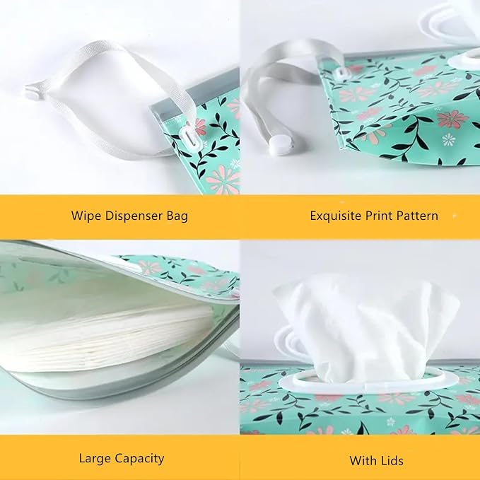 3Pack Baby Wipes Dispenser,Portable Refillable Travel Wet Wipe Pouch,Wipe Container for Bathroom,Car,Travel,Outdoor Camping Sports,Pet Nursery Care,Gifts for Baby Showers of New Parents