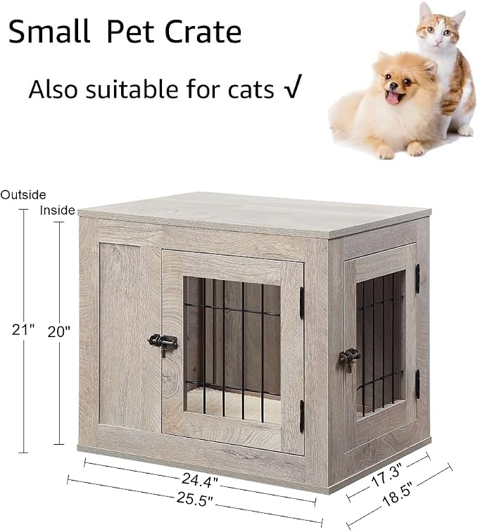 unipaws 25.5 Inch Furniture Style Dog Crate for Small Dogs, Cats, Rabbit | Indoor Puppy Kennel, Modern Decorative Wood Wire Cage, Pretty Cute End Side Table Nightstand