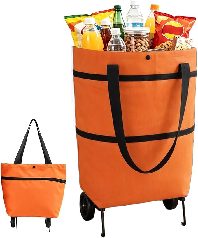 Rolling Shopping Bag, Heavy Duty Portable Tote, Compact Folding Cart Bag | Outdoor Shopping Cart Bags for Market Travel Apartment Commuting Cabinet Picnic Camping Car Truck Laundry Pet Storage