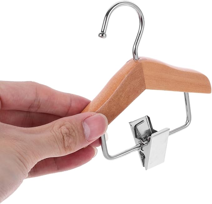 Alipis Portable Pet Garment Hanger Mini Dog Hanger Clip Dog Clothing Wooden Rack