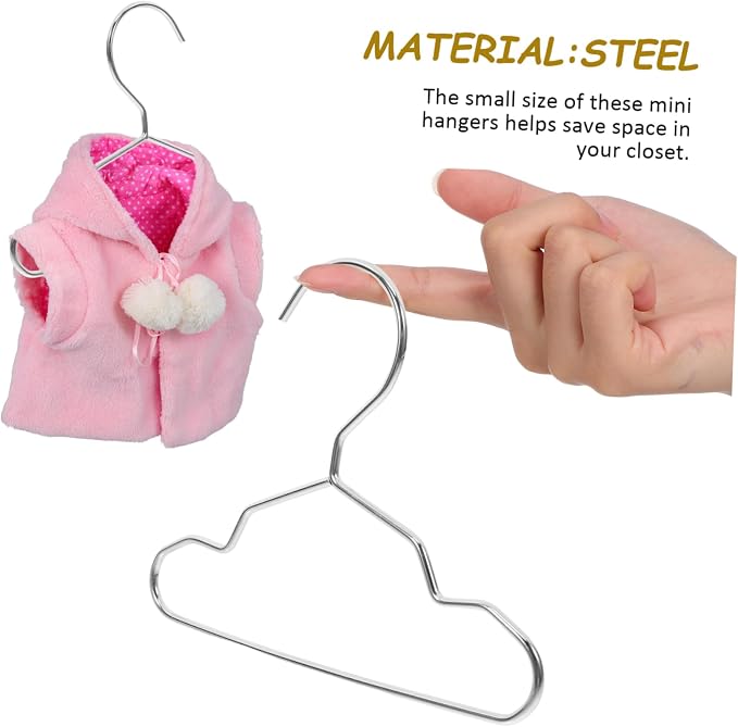 Cabilock 10pcs Small Pet Coat Hanger Steel Dog Clothing Hanger Closet Pet Cat Clothing Rack Steel for Storage
