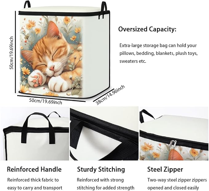 2pcs blanket storage bag for under bed,closet organizers 95L | clothing sweater sheet bedding comforter duvet quilt pillow toy storage bags with lids,dorm room essentials for containers