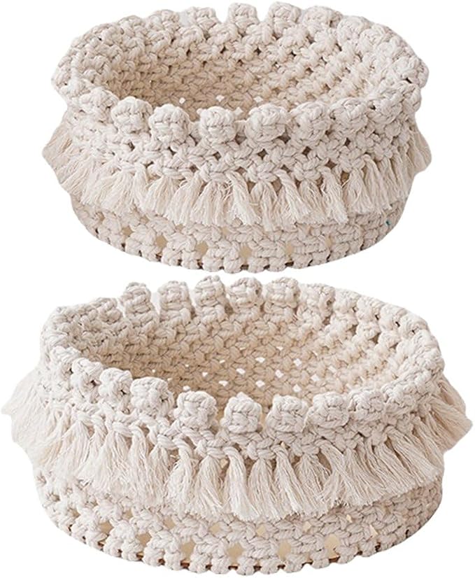 Cotton Rope Woven Baskets Decorative Storage Basket for Organizing, Small Basket for Cat/Dog Toy Bin, Bathroom Shelves