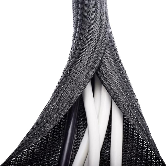 ZhiYo 6.6ft - 4/5 inch Cable Sleeve, Cord Wrap Wire Protector Tubing for Pets, PC Cable Wrap, Computer Cable Management Sleeve - Black | Cord Wrap, Wire Protector Tubing, For Pets, PC Cable Management