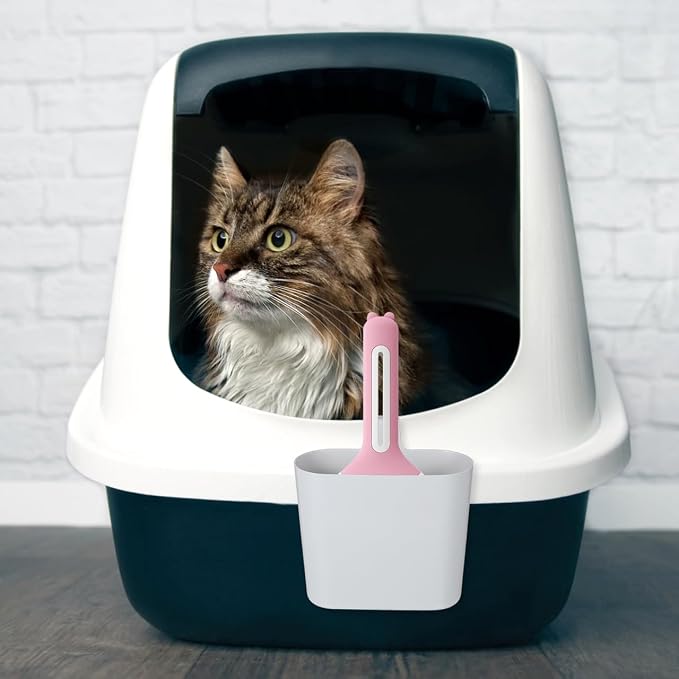 POPETPOP Cat Litter Scoop Holder, Small Trash Can Litter Scooper Pet Litter Shovel Stand Cat Litter Box Hanging Scoop Storage Container for Cat Litter Box (Pack of 2)