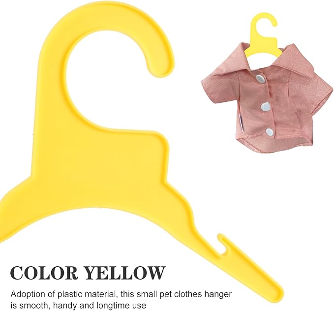 Hemobllo 10pcs Plastic Pet Clothing Hanger Anti-Skid Small Yellow | Practical Portable Organizer, Not Easy to Deform, for Hanging Pet Clothing and Outfits Indoors
