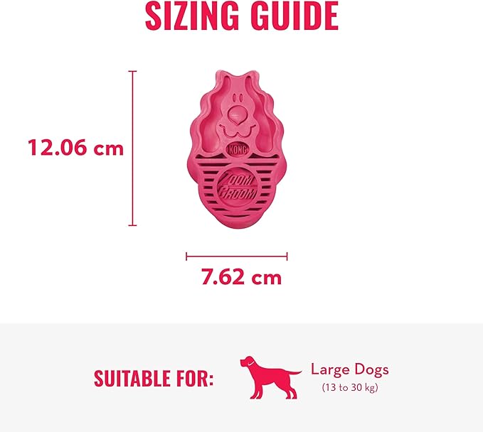 KONG - ZoomGroom - Dog Brush for Grooming and Shampooing - Red Brush for Large Dogs