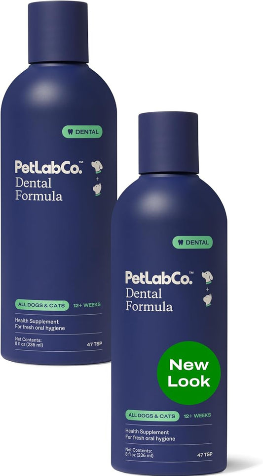 PetLab Co. Cat and Dog Dental Formula, Keep Dog Breath Fresh and Teeth Clean, Supports Gum Health - Water Additive Dental Care Targets Tartar, Pack of 2 - Packaging May Vary