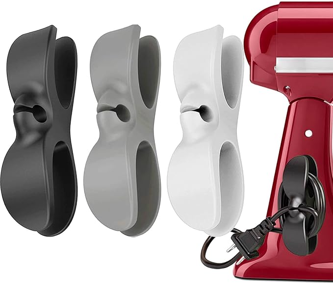 Cord Organizer Kitchen Appliances, Wrap Holder for Stand Mixer, Cable Keeper Hook Clip Electric Wire Hider, 3PCS Self Adhesive Stick On Silicone Accessories Compatible with KitchenAid