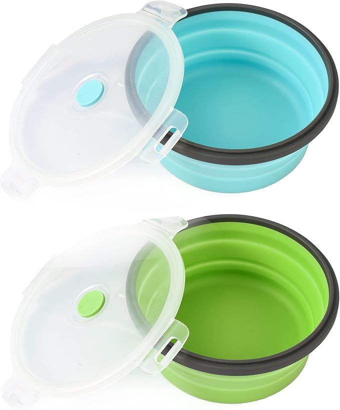 Sturdy Collapsible Dog Bowls, 27 oz 2 Pack - Foldable Silicone Water Food Bowl, Leak-Proof, Ideal for Large Dogs & Outdoor Travel