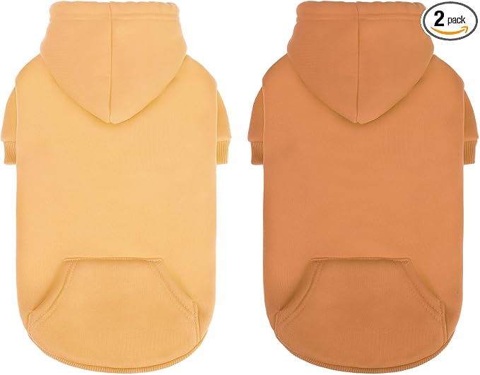 SCENEREAL Dog Hoodie Sweater for Small Medium Dogs, Warm Pet Clothes 2 Pack | Winter Soft Fleece Winter Fall Puppy Sweatshirts with Pocket Leash Hole, Pet Cold Weather Coat Costume for Boy Girl, Brown XS