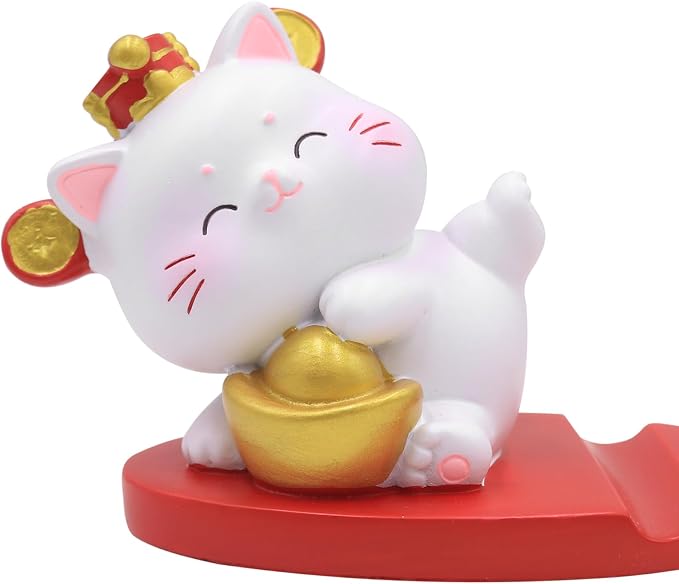 Cute Cat Phone Holder Desk Ornament Kawaii Phone Stand Universal Desk Phone Stand for All Mobile Smartphones Tablets