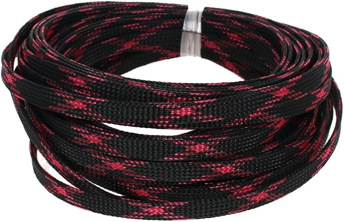 Heyiarbeit 10m/32.8ft PET Expandable Braided Sleeving 5/16-inch Width Flexible Wire Mesh Sleeve for USB Cable Power Cord Audio Video Cable - Protect Cat from Chewing Cords - Black Pink