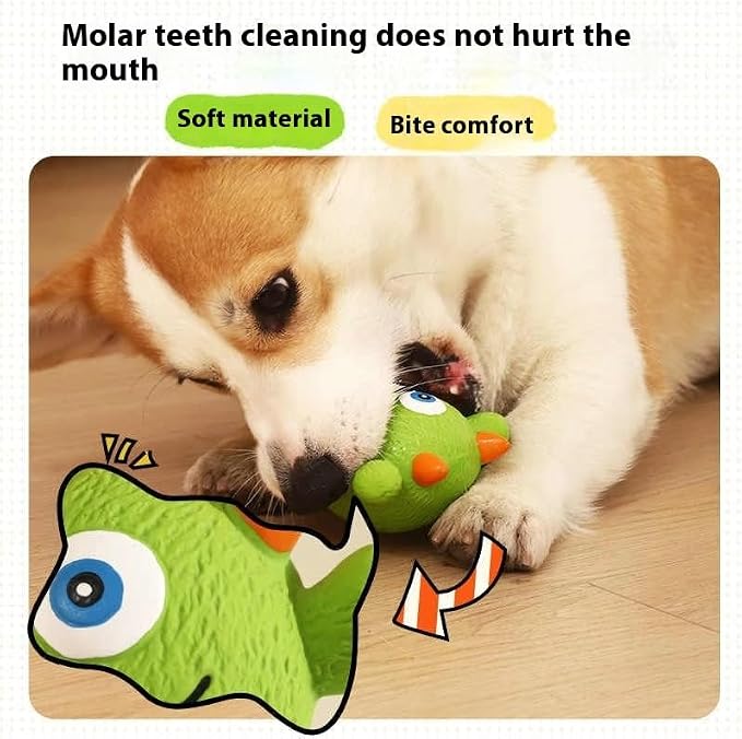 Dog Squeaky Toy, Monster Shape Chew for Small Medium Breeds Puppy Teething Relief Durable Latex for Biting Cleaning Interactive Washable Pet Supply (Blue)