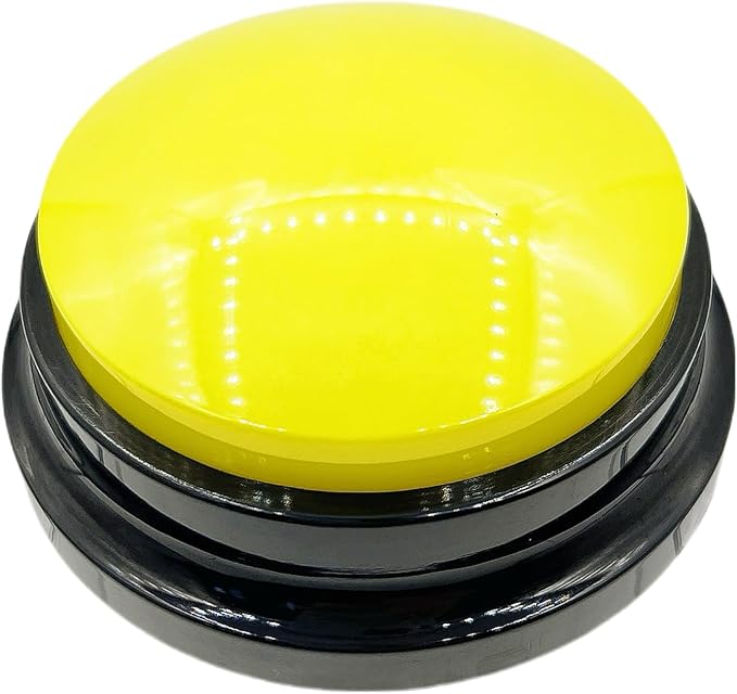 Dog Buttons for Communication Voice Recording Buttons for Classroom and Pet Training 30-Second Record & Playback Dog Buttons for Study, Office, Family, and Kids (Yellow, one)