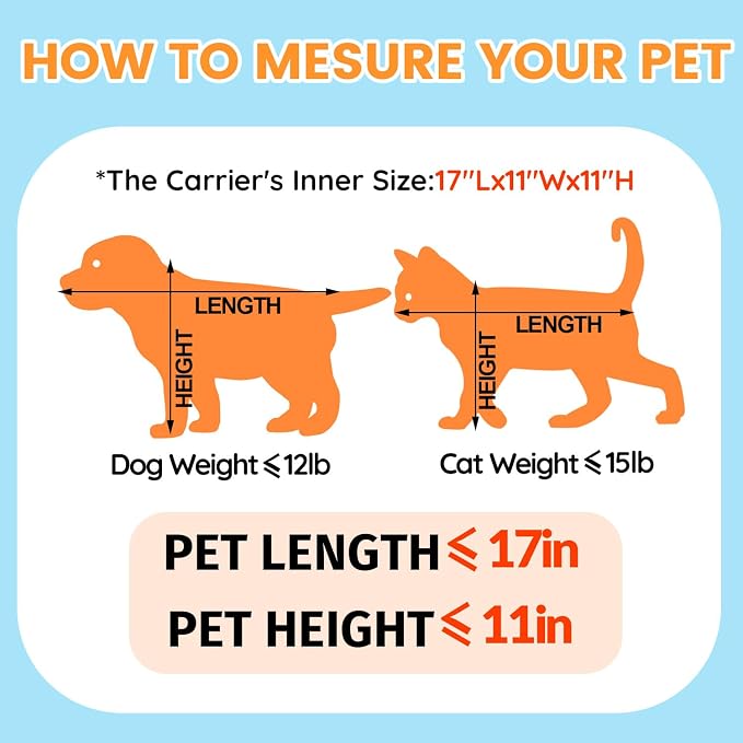 Top-Expandable Pet Carrier 19"x13"x9" Airline Approved, Blue | for Southwest Allegiant Airlines, Lockable Safety Zippers and Anti-Scratch Mesh, Pets Under 12 Lbs