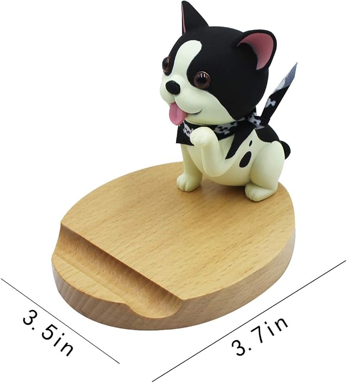 Cute Dog Cell Phone Holder Stand Wooden Smartphone Desk Holder for Mobile Phones Animal Phone Stand Desk Ornament