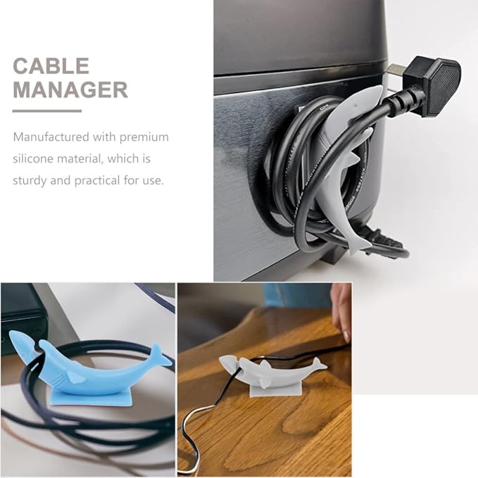 Gatuida 2pcs Silicone Cable Cord Organizer Self Adhesive Backing, Lightweight and Compact Animal Shape Cord Keeper for Kitchen and Home Appliance Wire Management
