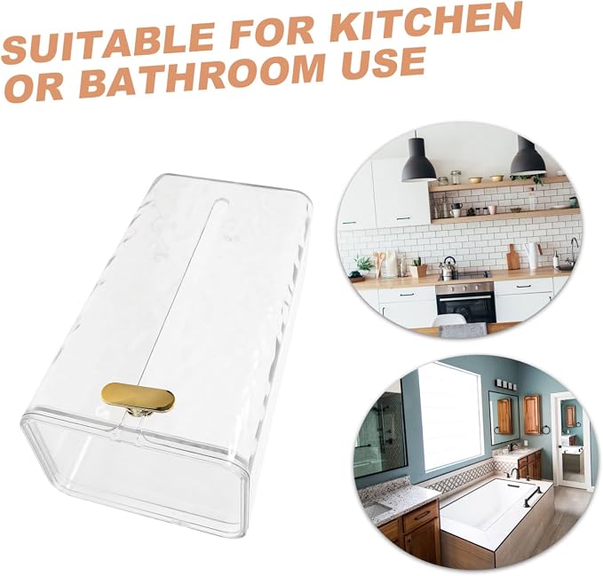 GLEAVI Box Wall Mounted Tissue Holder Transparent Bathroom Tissue Storage Box Towel Dispenser Multi Functional Napkin Organizer for Kitchen and Toilet Space Saving