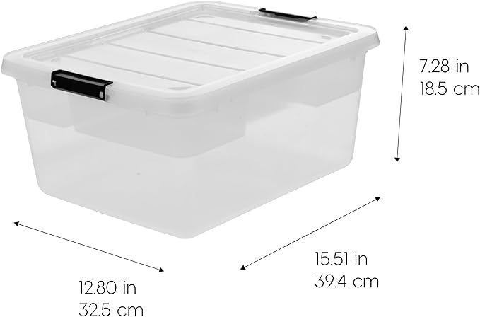 IRIS USA 6-Pack 18 Quart Clip Box with Latching Lid | Latching lid secures office and household supplies. Stackable, nestable design maximizes storage space