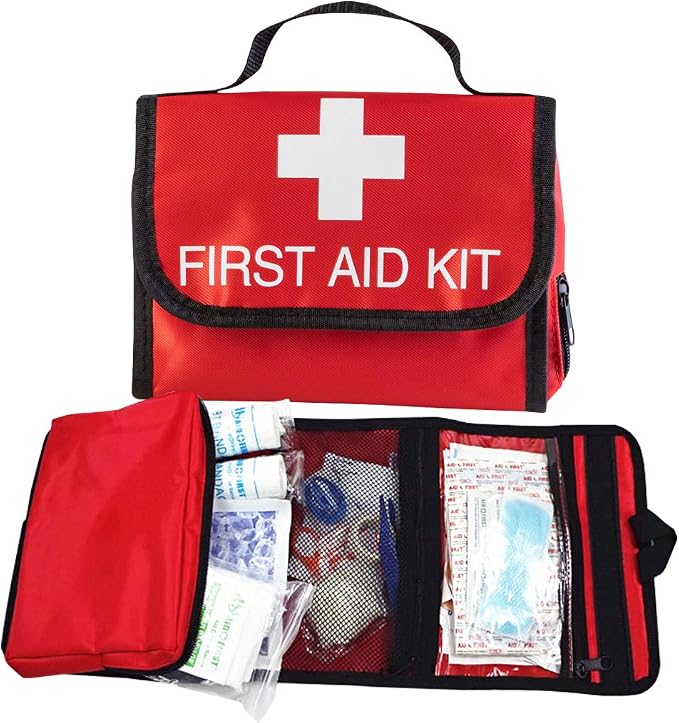 Nylon First Aid Empty Kit,Compact and Lightweight First Aid Bag for Emergency at Home, Office, Car, Outdoors, Boat, Camping, Hiking(Bag Only) (2 Pack Red Foldable)
