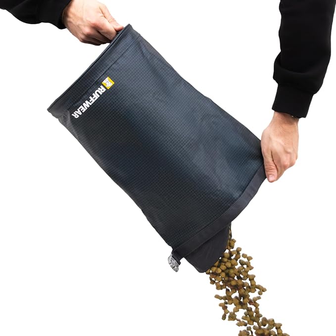 Ruffwear, Kibble Kaddie Dog Food Travel Bag, Basalt Gray | Roll-Down Closure Storage, Easy-Pour Spout, Compact Waterproof Odor-Sealing Liner with Stash Pocket, 10L/42 Cups