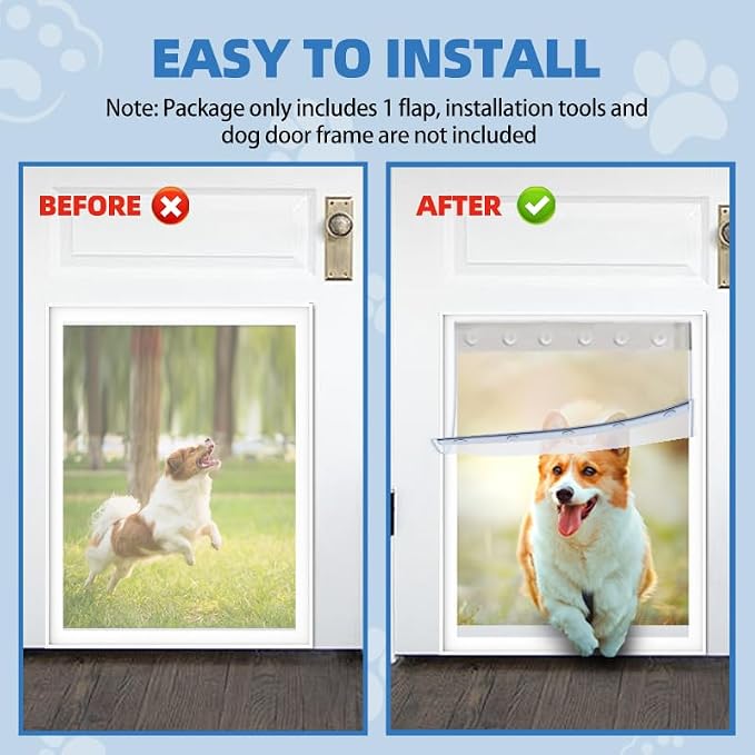 Dog Door Replacement Flap, 24" x 15" Flexible Pet Door Replacement Flap | Compatible with Super Large Dog Door, Weather Resistant Doggie Door Replacement Flap Fits Pets Up to 120 Lbs