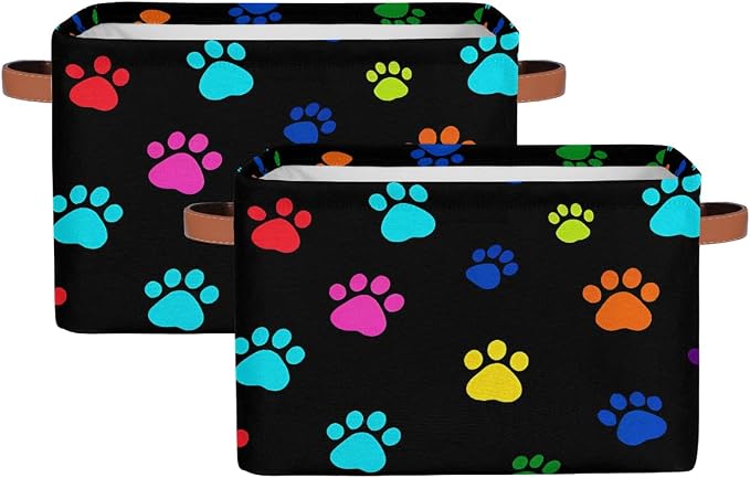 Colorful Paw Print Storage Basket Cube Animal Dog Cat Storage Basket Bins