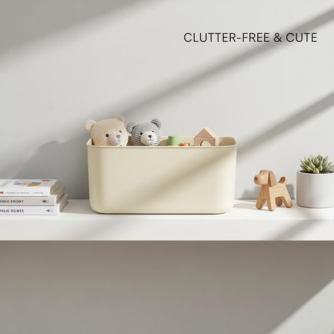 Dog Shaped Storage Bin with Lid and Handle, Decorative PP Plastic Organizer Box for Home, Office, and Craft Supplies