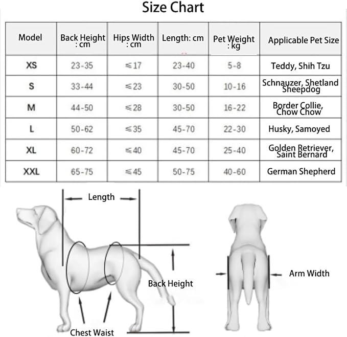 Paw Cart Dog Wheelchair with Rear Support Aluminum Pet Cart, Size Options XS-XXL for Mobility Rehabilitation, Arthritis Relief, Park Bike Ride