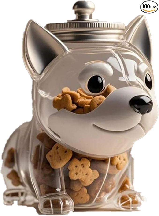 Chihuahua Candy Jar,Cute Airtight Dog Snack Container for Cookies, Clear Airtight Decorative Food Storage Container, Cookies, Candies, Coffee Pods,Pet Lovers Gifts (Husky style)