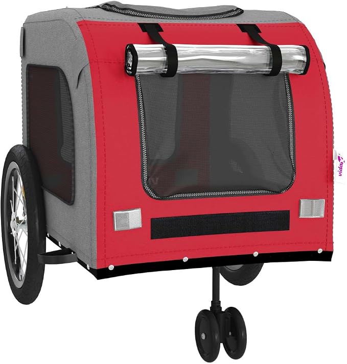 Pet Bike Trailer for Small Dogs, Foldable Bicycle Cargo Trailer with Iron Frame and Oxford Fabric, Orange and Gray
