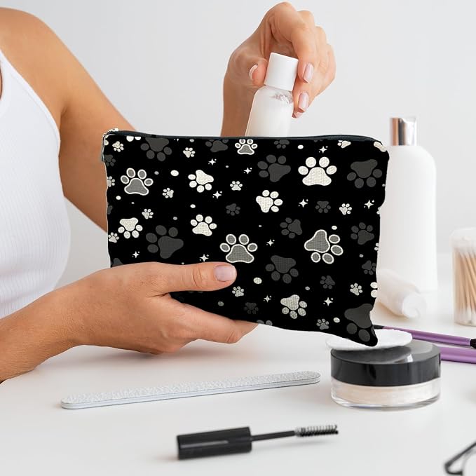 Paw Print Makeup Bag - Dog Gifts for Women, Cosmetic Bag for Dog Lovers