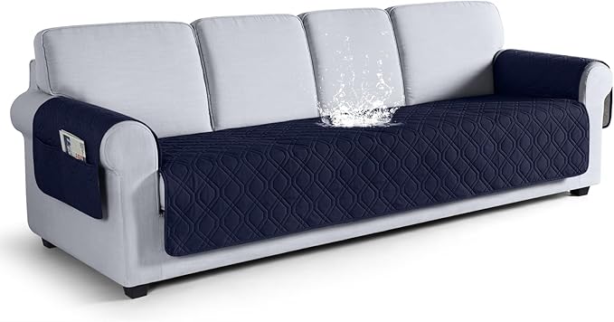 VANSOFY Waterproof Oversized Couch Cover for Pets, Dark Blue, 78.7" | Non-Slip, Washable, Utility Pockets, Pet Friendly, Furniture Protector Slipcover for 4 Cushion Couch