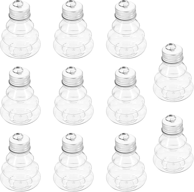 MAGICLULU 10pcs Christmas Tree Shaped Drink Containers Refillable Pet Juice Bottles for Candy Storage Festive Ornaments with for Holiday Decorations