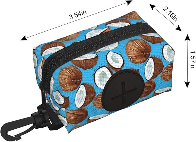 Coconut Pet Waste Bag Dispenser 0.2L | Portable Dog Poop Holder Waste Bag With Zipper Park Doggy Walking Accessory