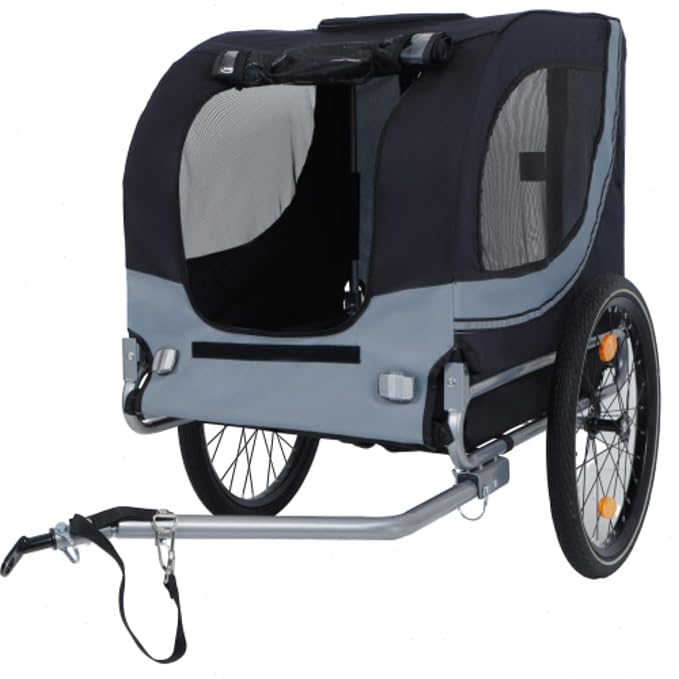 Large Folding Bike Trailer for Dogs – 66LB Capacity All-Terrain Pet Carrier, Durable Steel Frame for Cycling, Jogging, Camping & Outdoor Adventures