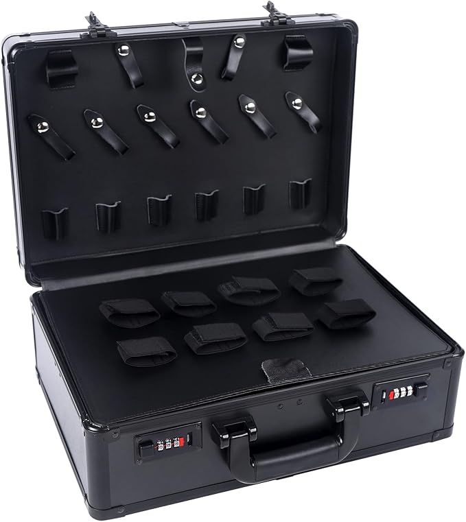 Barber Carrying Case,Large Barber Beauty Salon Tool Kits Storage,Portable Travel Carry Case for Barber Hair Stylist Pet Groomer, for Clippers Trimmers Scissors Blades Guards Shears (Black)