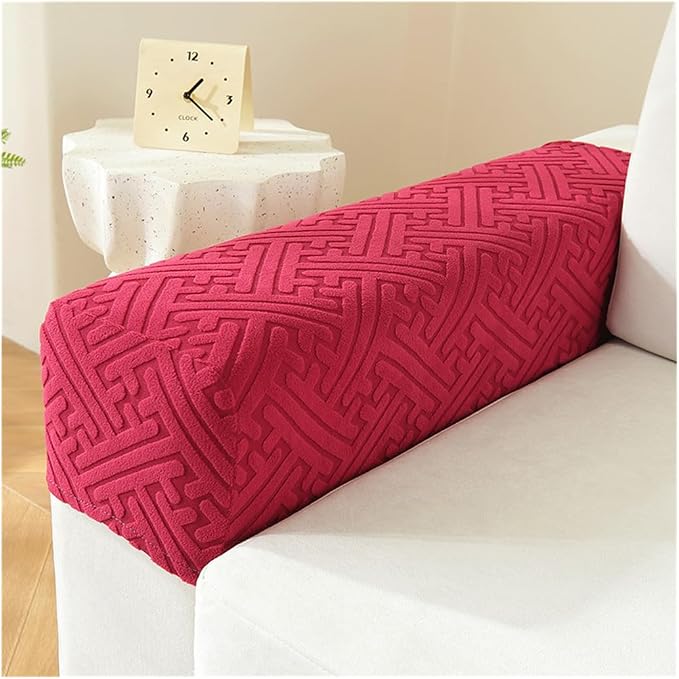 Sofa Arm Covers Set of 2 Squared, Non-Slip Arm Covers Protector for Dogs, Cats, Pets, Couch Armchair (A Red)
