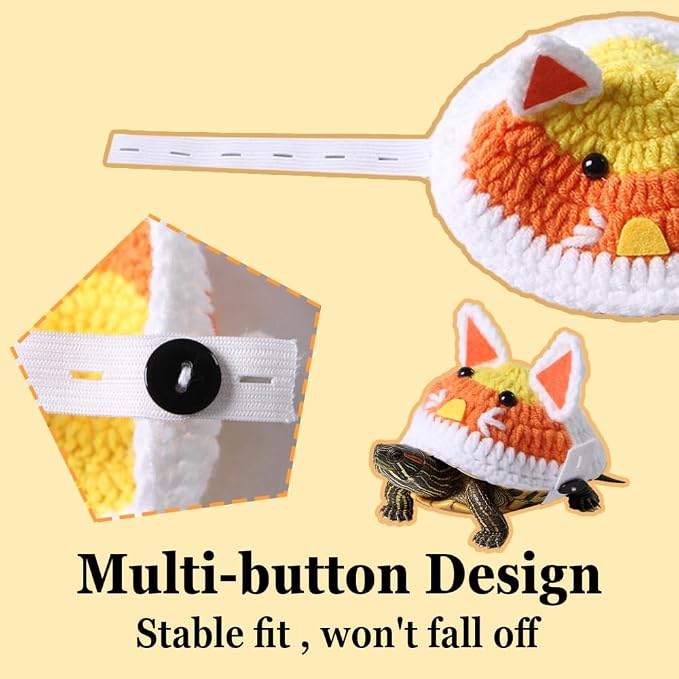 Knitted Turtle Clothes, Fox Shell Costume with Adjustable Strap | Soft & Skin-friendly Pet Outfit with Multiple Sizes for Red-eared Slider Grass Turtle