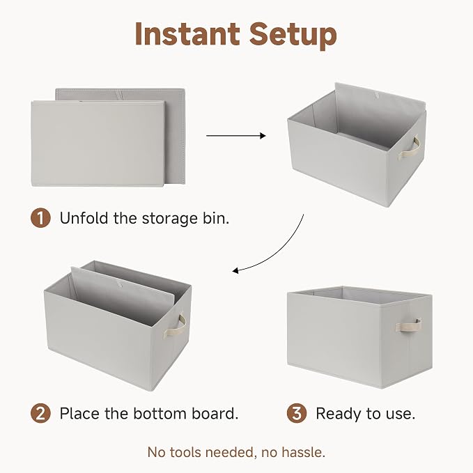 StorageWorks Storage Baskets for Shelves, Light Gray, Extra Large, 3-Pack | Closet Storage Bins, Fabric Storage Bins, Closet Organization and Storage Baskets, Organizer Bins for Clothes