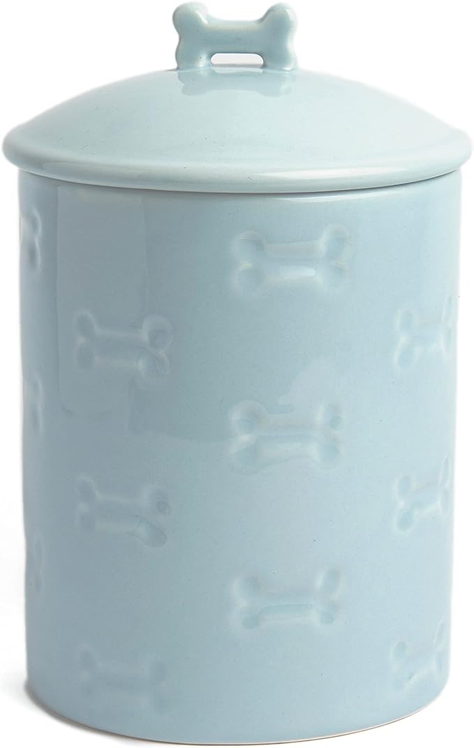 Park Life Designs Dog Treat Jar - Ceramic Dog Treat Container 1.4 Qt (Manor Blue) | Treat Jar with Lid, Keeps Treats Fresh | Stylish Storage Container | Easy-Clean, Dishwasher Safe