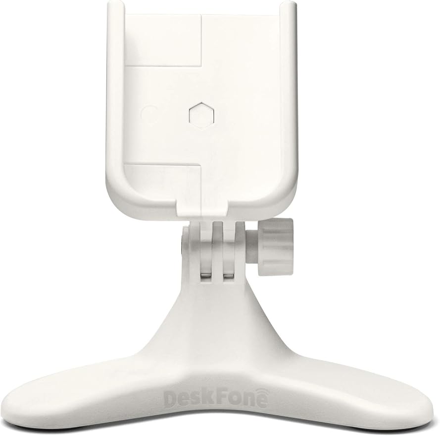 WeatherTech DeskFone in White - Adjustable, Universal Cell Phone Holder Mount Stand for Desk, Counter, Table - Tripod Design for iPhone & Smartphone Charging - Plastic Knobs