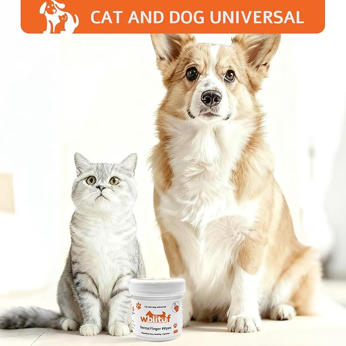 Dog Dental Wipes and Dog Teeth Cleaning Wipes, Puppy Tooth Brushing Kit Alternative for Dental Wipes for Dogs Teeth and Cat Tooth Brush Use, Non Woven Lick Safe No Rinse, 50 Count