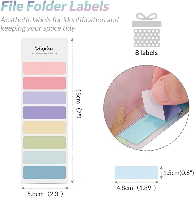 SKYDUE 5 Pockets Expanding File Folder, File Folders, Cute Accordion File Organizer with Labels (1 Pack, Green)