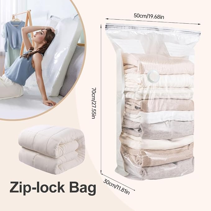No‑Pump Vacuum Storage Bags, 2026 New Large Capacity Vacuum Bags No Pump Needed, Cube Compression Vacuum Seal Bags, Heavy-Duty Space Saver Bags for Clothes (4PCS Medium)