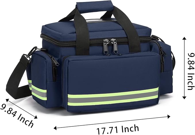 Medical Bag Empty Emergency Bag Medical Bag Organizer Professional First Responder Trauma Bag，First Aid Bag with Detachable Dividers for Nurses,Home Health Care, EMT(Bag Only)